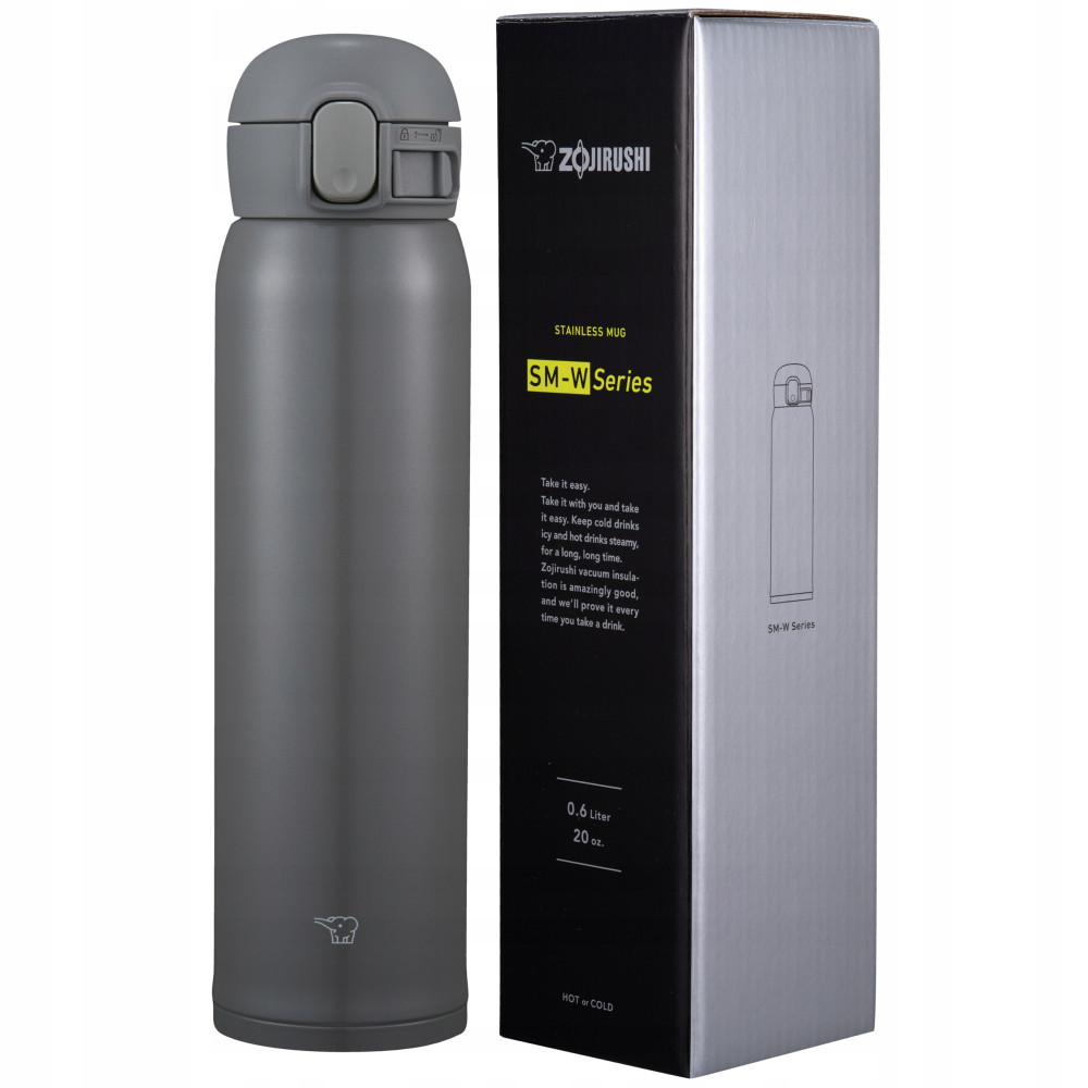 Duży kubek termiczny ZOJIRUSHI SM-WR60-HP 480 ml Szary JAPOŃSKI Duży kubek termiczny ZOJIRUSHI SM-WR60-HP 480 ml Szary JAPOŃSKI