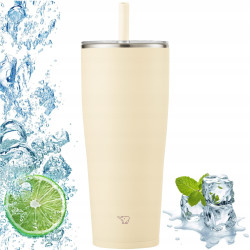 Kubek termiczny z słomką do zimnych napojów ZOJIRUSHI 890 ml Beż
