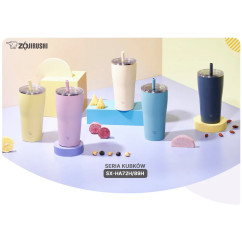 Kubek termiczny z słomką do zimnych napojów ZOJIRUSHI SX-HA89H-CM 890ml Beż