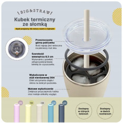 Kubek termiczny z słomką do zimnych napojów ZOJIRUSHI SX-HA89H-CM 890ml Beż