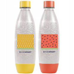 Komplet 1 litrowe butelki Sodastream - pomarańczowa / żółta wzór dwupa