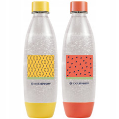 Komplet 1 litrowe butelki Sodastream - pomarańczowa / żółta wzór dwupa