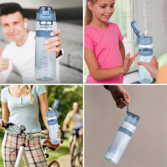 Butelka na wodę z uchwytem i słomką 850ml Pinnacle PHY-B-1011 niebieska