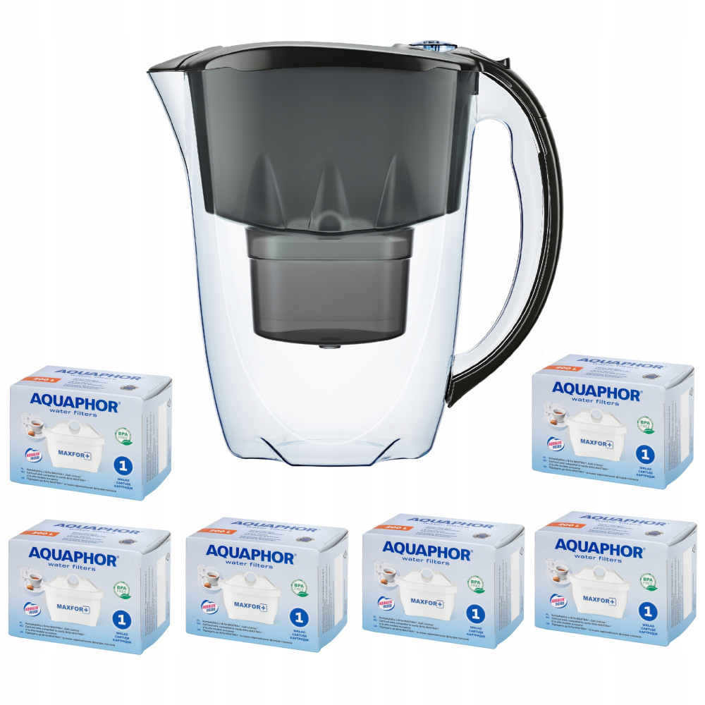 Dzbanek filtrujący Aquaphor Amethyst 2,8 l + 6 wkładów, czarny