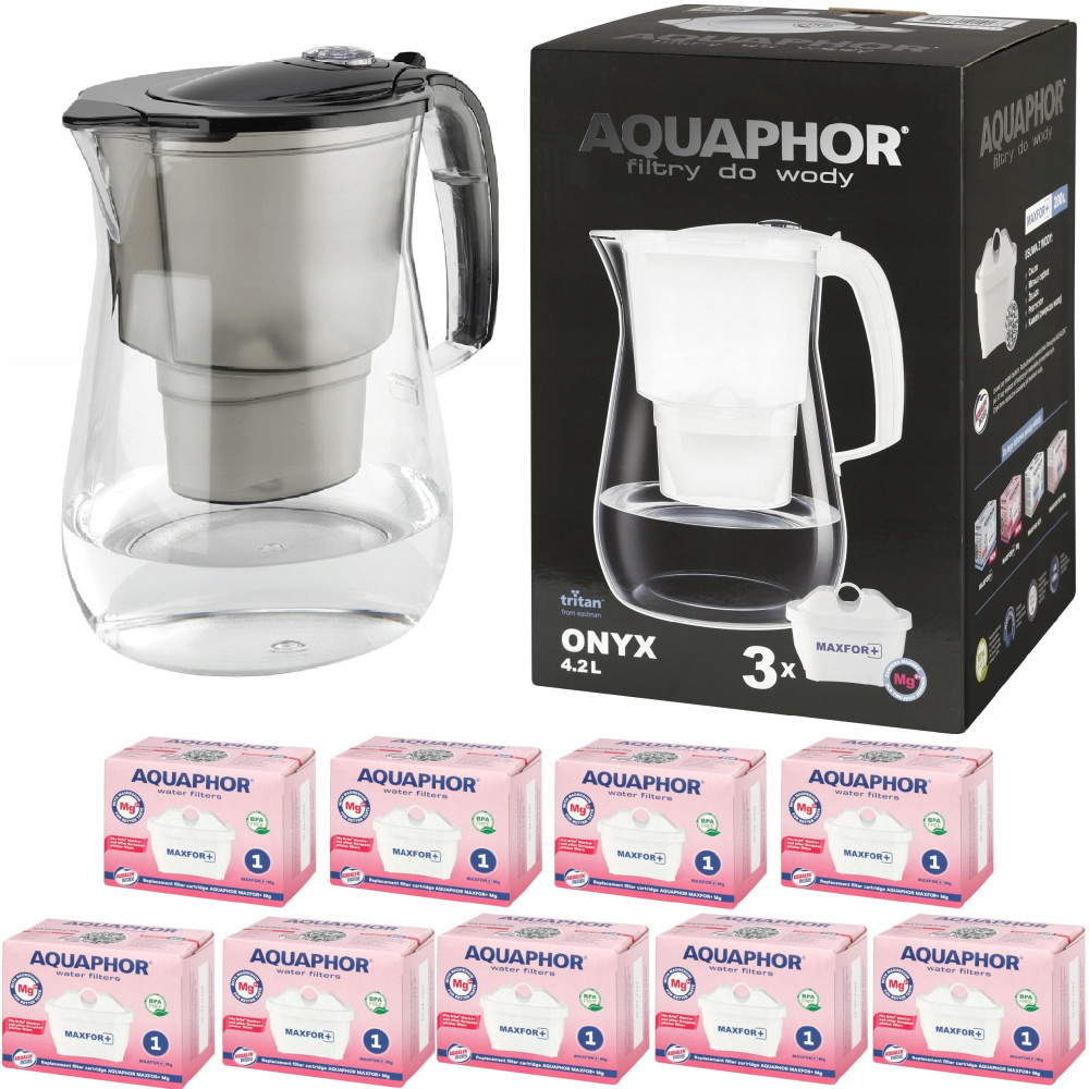 Dzbanek filtrujący Aquaphor Onyx 4,2 l + 9 wkładów, czarny