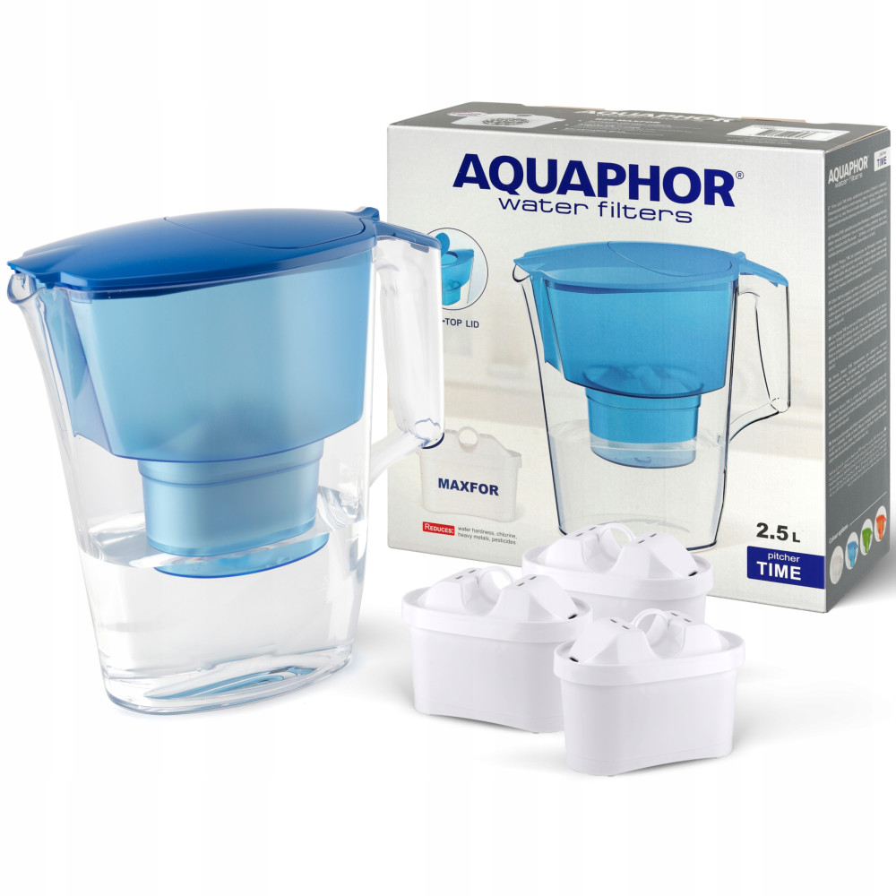 Dzbanek filtrujący Aquaphor Time 2,5 l + 3 wkłady, niebieski Dzbanek filtrujący Aquaphor Time 2,5 l + 3 wkłady, niebieski