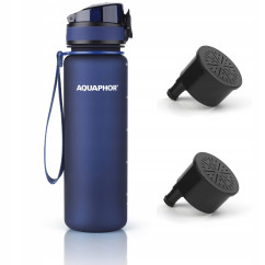 Butelka filtrująca Aquaphor City 500 ml + 2 filtry, granatowa