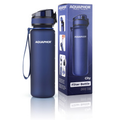 Butelka filtrująca Aquaphor City 500 ml + 5 filtrów, granatowa