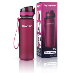 Butelka filtrująca Aquaphor City 500 ml + 5 filtrów, bordowa