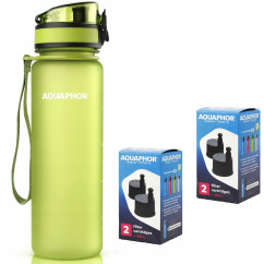 Butelka filtrująca Aquaphor City 500 ml + 5 filtrów, zielona