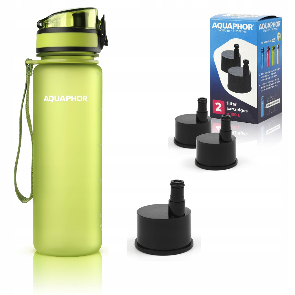 Butelka filtrująca Aquaphor City 500 ml + 3 filtry, zielona Butelka filtrująca Aquaphor City 500 ml + 3 filtry, zielona