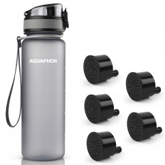 Butelka filtrująca Aquaphor City 500 ml + 5 filtrów, szara