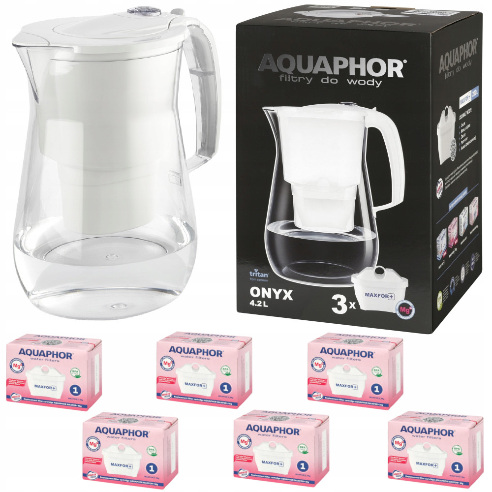 Dzbanek filtrujący Aquaphor Onyx 2,8 l + 6 wkładów, biały Dzbanek filtrujący Aquaphor Onyx 2,8 l + 6 wkładów, biały