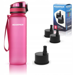 Butelka filtrująca Aquaphor City 500 ml + 3 filtry, różowa