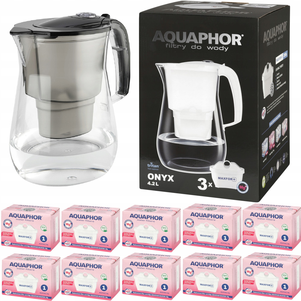Dzbanek filtrujący Aquaphor Onyx 2,8 l + 10 wkładów, czarny Dzbanek filtrujący Aquaphor Onyx 2,8 l + 10 wkładów, czarny
