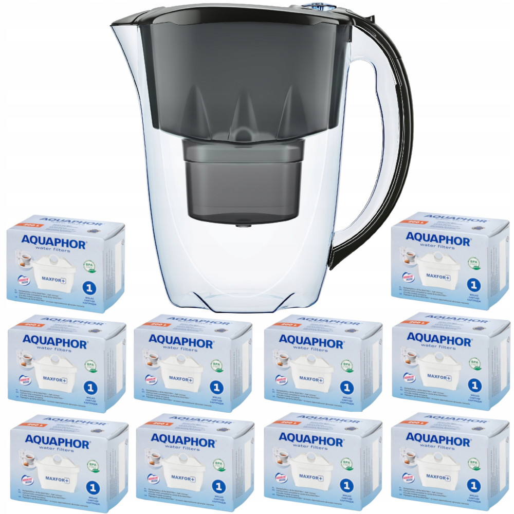 Dzbanek filtrujący Aquaphor Amethyst 2,8 l + 10 wkładów, czarny