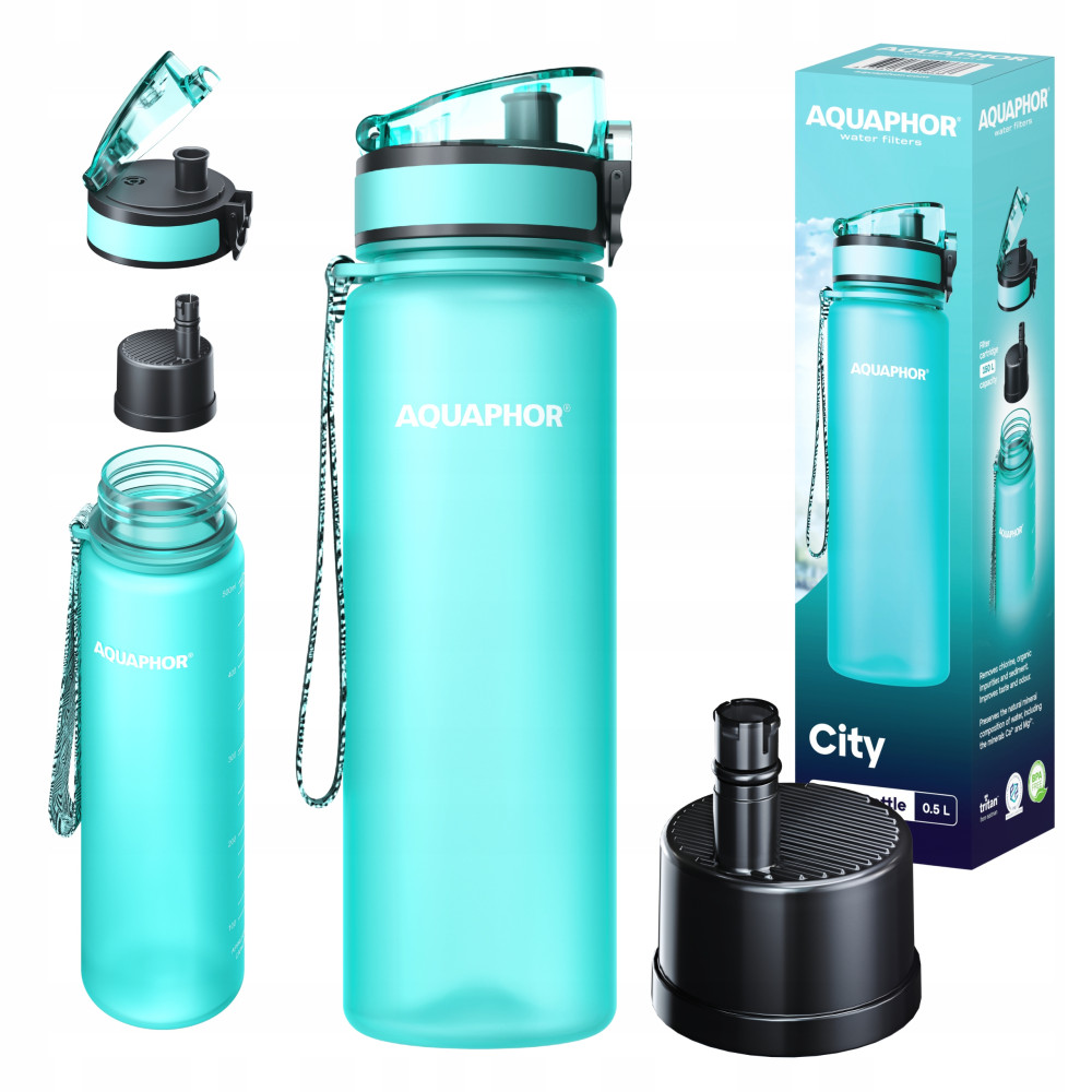 Butelka Filtrująca Aquaphor CITY 500ml Miętowa Bidon na Wodę Spacer Butelka Filtrująca Aquaphor CITY 500ml Miętowa Bidon na Wodę Spacer