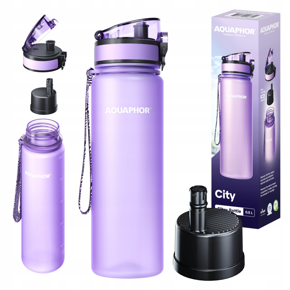Butelka Filtrująca Aquaphor CITY 500ml Lawendowa Bidon na Wodę 1 Wkład Butelka Filtrująca Aquaphor CITY 500ml Lawendowa Bidon na Wodę 1 Wkład