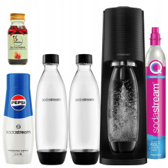 Saturator Sodastream Terra Czarny + PEPSI + ICE TEA KAKTUS