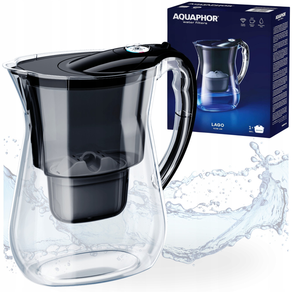 Dzbanek filtrujący wodę Aquaphor LAGO Czarny 3.8L, wkład węglowy Maxfor+