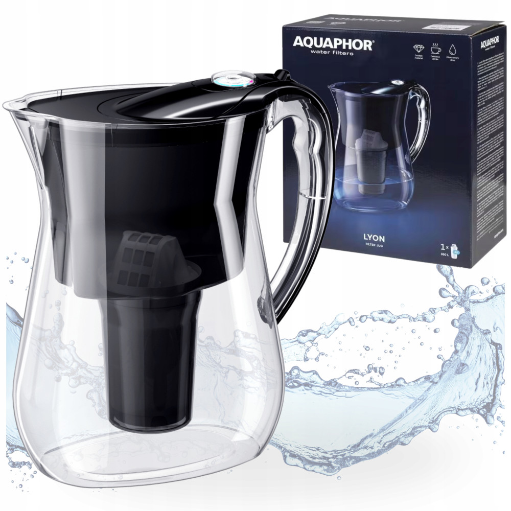 Dzbanek filtrujący wodę Aquaphor LYON Czarny 3.8L, wkład węglowy A5+