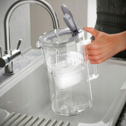 Dzbanek filtrujący szklany Aquaphor Glass Szary + 10 Filtrów (1Mg+9AP)