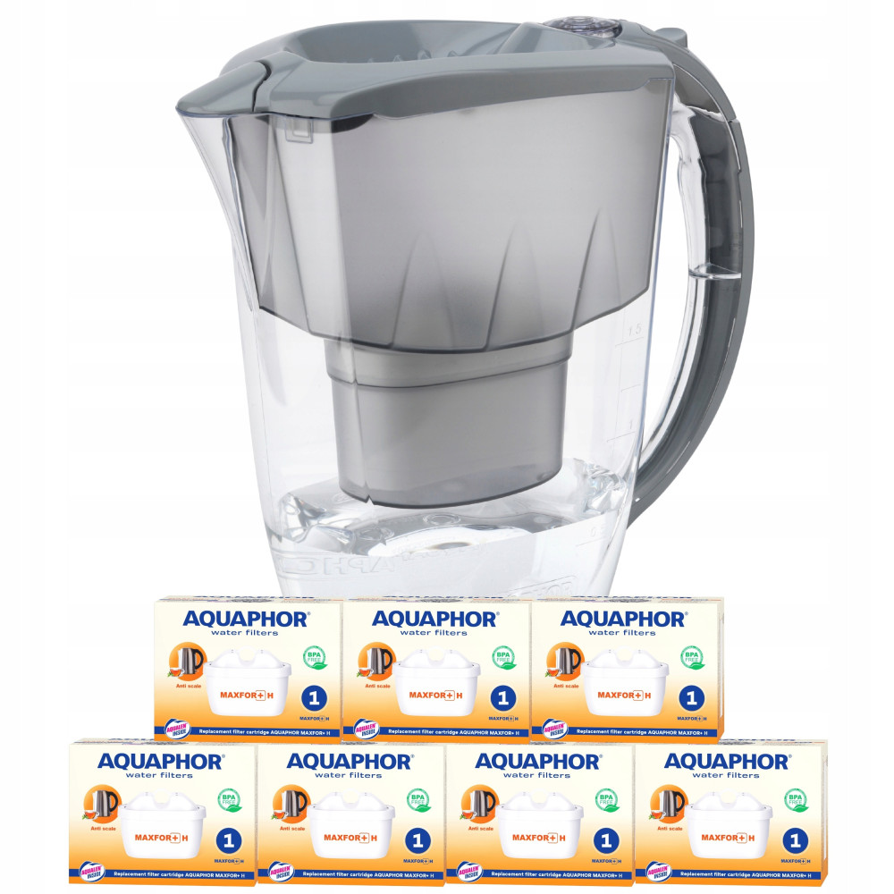 Dzbanek Filtrujący Aquaphor Amethyst 2,8L + 7 wkładów Maxfor+ H Szary