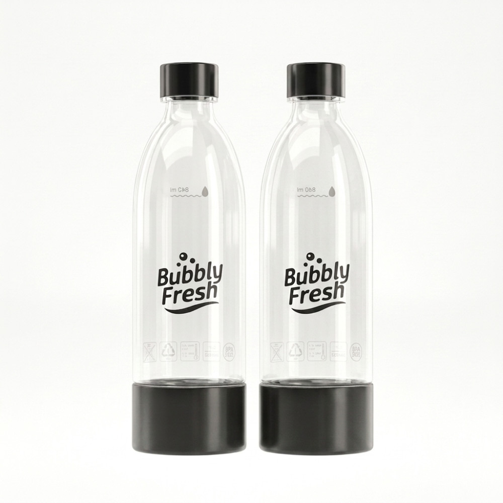 Butelki BUBBLYFRESH do Saturatora Sodastream 2x Czarna 1L Szerokie
