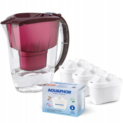 Dzbanek filtrujący Aquaphor Amethyst 2,8 l + 3 wkłady, wiśniowy
