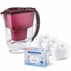 Dzbanek filtrujący Aquaphor Amethyst 2,8 l + 3 wkłady, wiśniowy