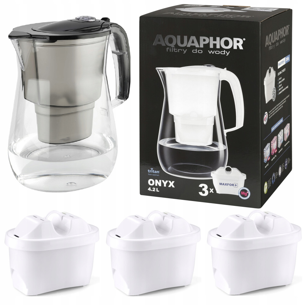 Dzbanek filtrujący Aquaphor Onyx 4,2 l + 3 wkłady, czarny Dzbanek filtrujący Aquaphor Onyx 4,2 l + 3 wkłady, czarny