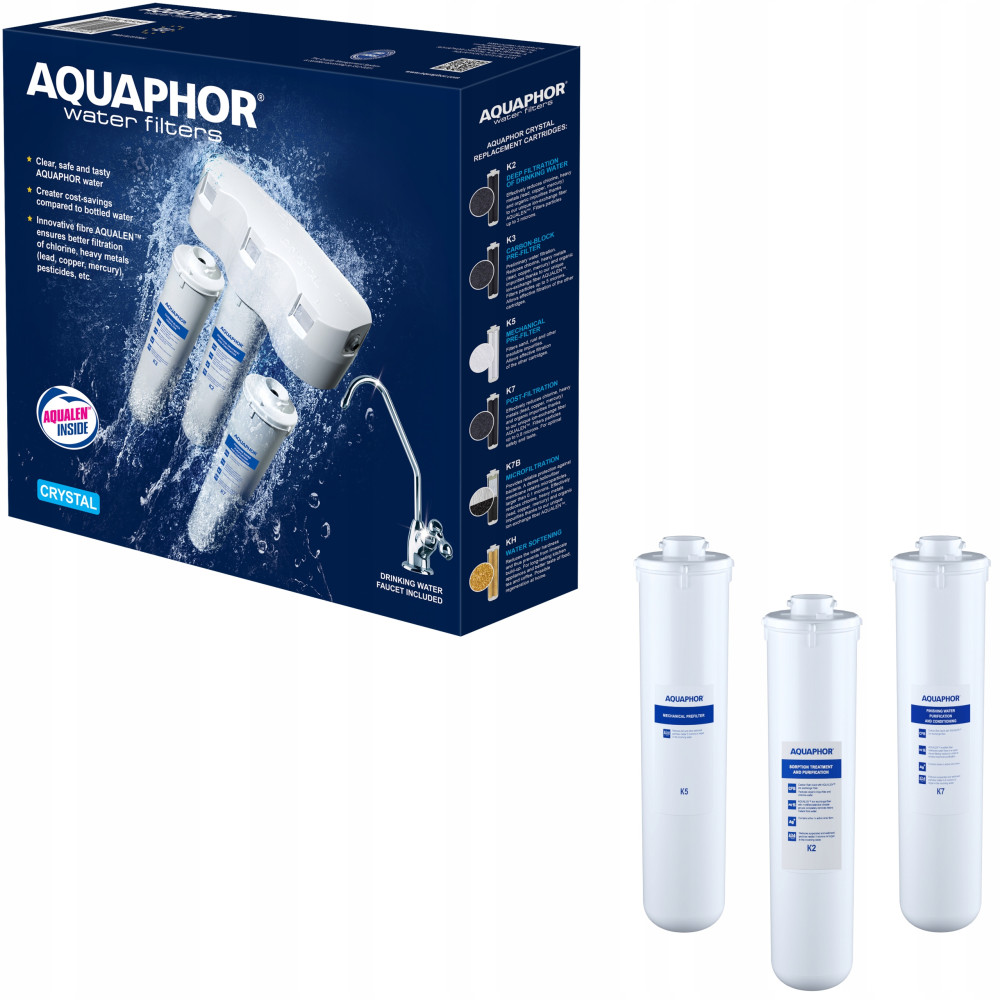 Podzlewozmywakowy filtr do wody Aquaphor Kryształ A + komplet wkładów Podzlewozmywakowy filtr do wody Aquaphor Kryształ A + komplet wkładów