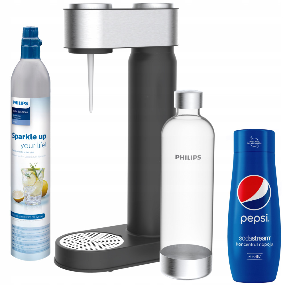 Saturator do wody PHILIPS ADD4902BK czarny/stalowy + syrop Pepsi Saturator do wody PHILIPS ADD4902BK czarny/stalowy + syrop Pepsi