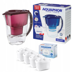Dzbanek filtrujący Aquaphor Amethyst 2,8 l + 4 wkłady, wiśniowy