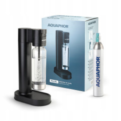 Saturator AQUAPHOR PEARL do Gazowania Wody Czarny + Butelka + Butla z Gazem