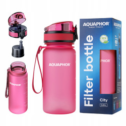 Butelka Aquaphor City 350 ml z filtrem węglowym różowa bidon na spacer