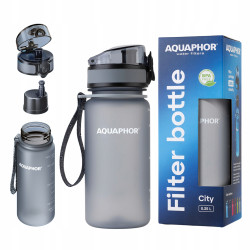 Mała Butelka Filtrująca dla Dziecka do Szkoły Aquaphor City 350 Szara