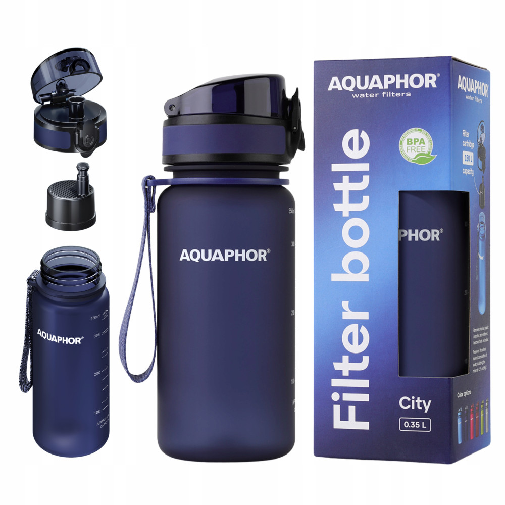Butelka z Filtrem do Wody Aquaphor City 350 ml granatowa Bidon na Trening Butelka z Filtrem do Wody Aquaphor City 350 ml granatowa Bidon na Trening