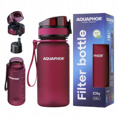 Butelka z Filtrem do Wody Aquaphor City 350 ml bordowa Bidon na Trening
