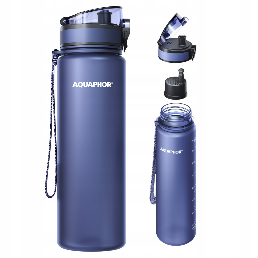 Duża Butelka Filtrująca Aquaphor City 800 ml granatowa Bidon na trening Duża Butelka Filtrująca Aquaphor City 800 ml granatowa Bidon na trening